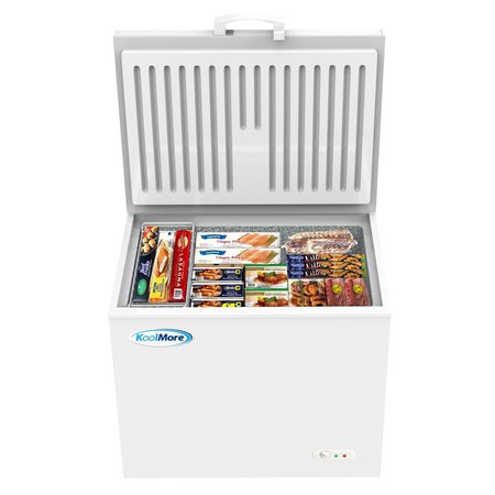 KOOLMORE Commercial Deep Chest Freezer with Wire Basket, 10 cu. ft. Compact Food and Meat Storage SCF-9C